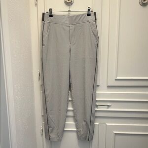 Striped Athleta Pants - Gray and White